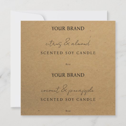 Downloadbare Modern Kraft Candle Labels Kaart (Achterkant)