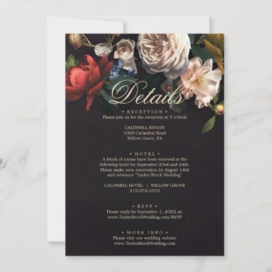 Downloadbare Moderne Bloem Boeket Bruiloft Kaart (Achterkant)