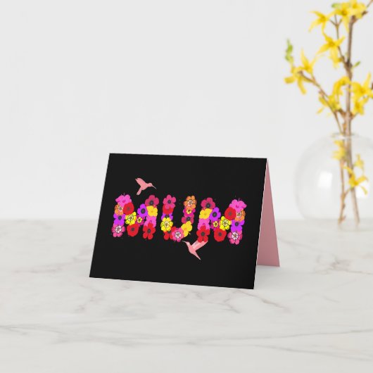 Downloadbare Moederdag Floral Hummingbird Mum Kaart (Gele Bloem)