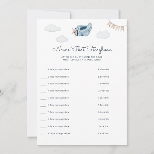 Downloadbare naam die Storybook Game Kaart (Voorkant)