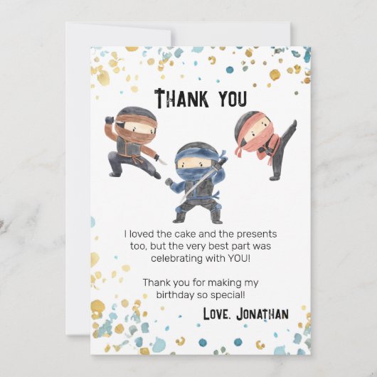 Downloadbare Ninja Verjaardag Dank u kaart (Voorkant)