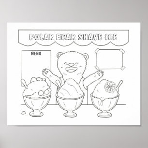 Downloadbare Polar Beer Shave Ice kinder Kleuring Poster