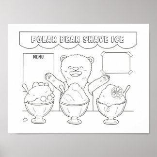 Downloadbare Polar Beer Shave Ice kinder Kleuring Poster