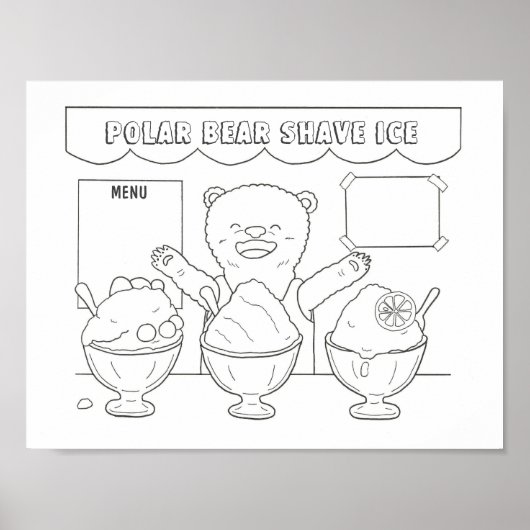 Downloadbare Polar Beer Shave Ice kinder Kleuring Poster (Voorkant)