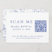 DOWNLOADBARE QR-code Chinoiserie Wedding RSVP Kaart (Voorkant / Achterkant)