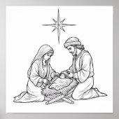Downloadbare religieuze kerstscène poster (Voorkant)