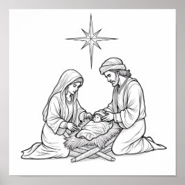 Downloadbare religieuze kerstscène poster