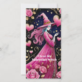 Downloadbare roze lijn kunst heks Valentijnse Feestdagenkaart (Voorkant)