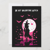 Downloadbare, roze magische heks Valentijn's Day Feestdagenkaart (Voorkant)