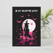 Downloadbare, roze magische heks Valentijn's Day Feestdagenkaart (Staand voorkant)