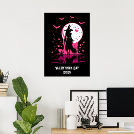 Downloadbare, roze magische heks Valentijn's Day Poster