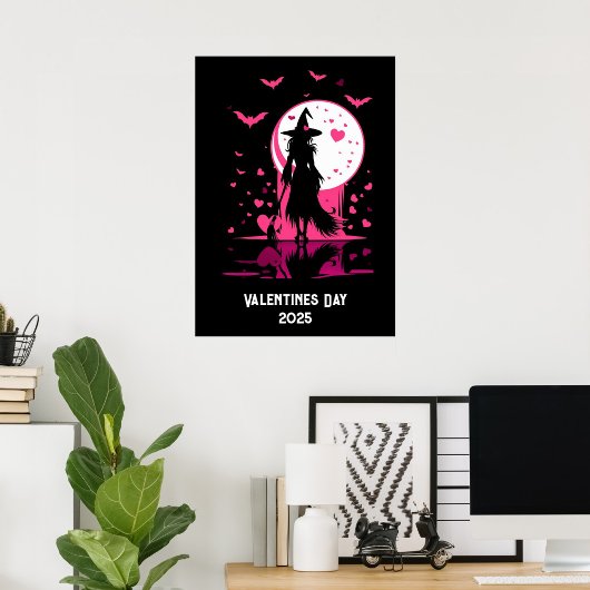 Downloadbare, roze magische heks Valentijn's Day Poster
