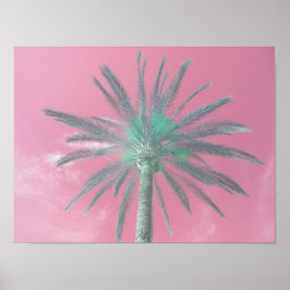 Downloadbare Roze Palmboom Pop Art Foto Poster