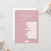 Downloadbare Roze Roze Bruid Feiten Bruiloft Spel Kaart (Voorkant / Achterkant in situ)
