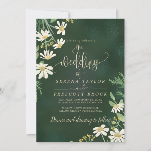 Downloadbare Sage Groene Bloemen Bruiloft Uitnodig Kaart (Voorkant)