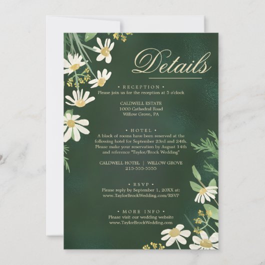 Downloadbare Sage Groene Bloemen Bruiloftsinvatie Kaart (Achterkant)