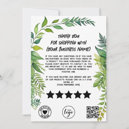 Downloadbare seruminstructie-Sjabloon Kaart (Achterkant)