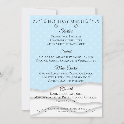 Downloadbare sneeuw winter vakantie Kerstmenu Kaart (Voorkant)