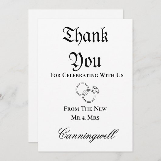 Downloadbare trouwring kalligrafie kaart (Voorkant / Achterkant)