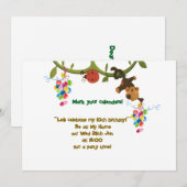 Downloadbare verjaardagsuitnodiging Card Monkey Kaart (Voorkant / Achterkant)