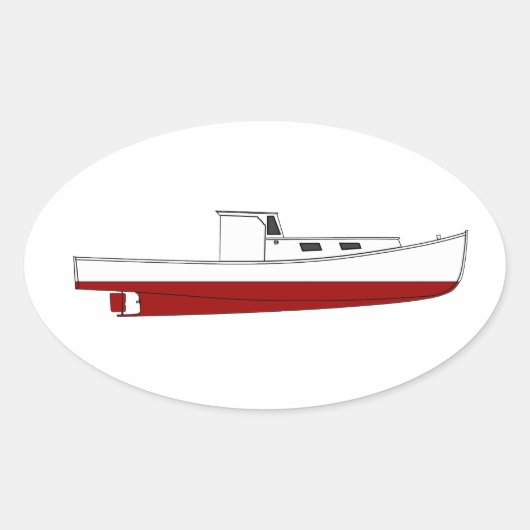 Downneast Maine kreeft boot kleur illustratie Ovale Sticker (Voorkant)