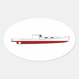 Downneast Maine kreeft boot kleur illustratie Ovale Sticker
