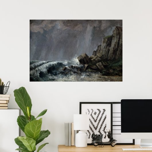 Downpour at Etretat Poster (Thuiskantoor)