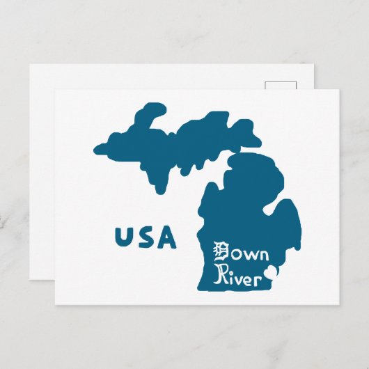 Downriver Michigan Blue Briefkaart (Voorkant / Achterkant)