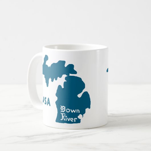 Downriver Michigan Blue Koffiemok (Voorkant links)