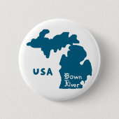 Downriver Michigan Blue Ronde Button 5,7 Cm (Voorkant)