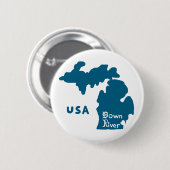 Downriver Michigan Blue Ronde Button 5,7 Cm (Voorkant /achterkant)