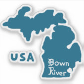 Downriver Michigan Blue Sticker (Voorkant)