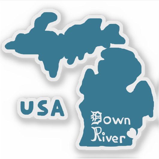 Downriver Michigan Blue Sticker (Voorkant)