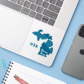 Downriver Michigan Blue Sticker (Laptop met iPhone)