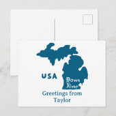 Downriver Michigan Custom City Blue Briefkaart (Voorkant / Achterkant)