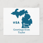 Downriver Michigan Custom City Blue Briefkaart (Voorkant)