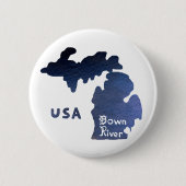 Downriver Michigan River Ronde Button 5,7 Cm (Voorkant)