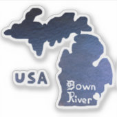 Downriver Michigan River Sticker (Voorkant)
