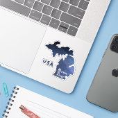 Downriver Michigan River Sticker (Laptop met iPhone)