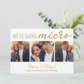 Downsize Wedding Aankondiging Schattige 3 Foto (Staand voorkant)