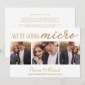 Downsize Wedding Aankondiging Schattige 3 Foto (Voorkant / Achterkant)