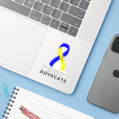 Downsyndroom bewustzijn vinyl sticker (Laptop met iPhone)