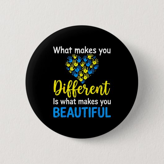 Downsyndroom bewustzijnsondersteuning wereld down ronde button 5,7 cm (Voorkant)