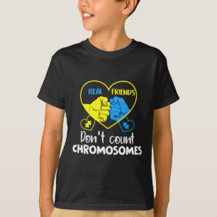 Downsyndroom Echte vrienden tellen geen chromosome T-shirt