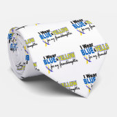 Downsyndroom Ik Draag Blauw en Gele kleindochter 2 Stropdas (Opgerold)