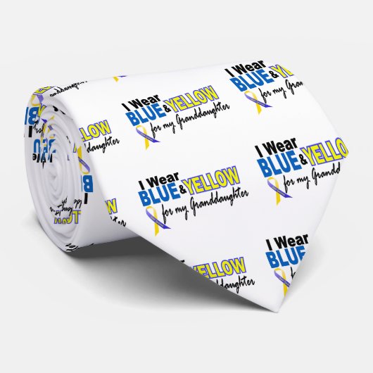 Downsyndroom Ik Draag Blauw en Gele kleindochter 2 Stropdas (Opgerold)