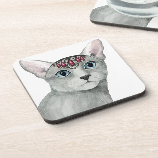 Downton Cat | Bejeweld Bier Onderzetter (Linkerzijde)