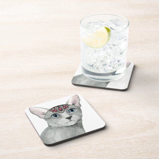 Downton Cat | Bejeweld Bier Onderzetter (Rechterzijde)