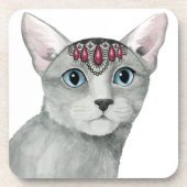 Downton Cat | Bejeweld Bier Onderzetter (Voorkant)