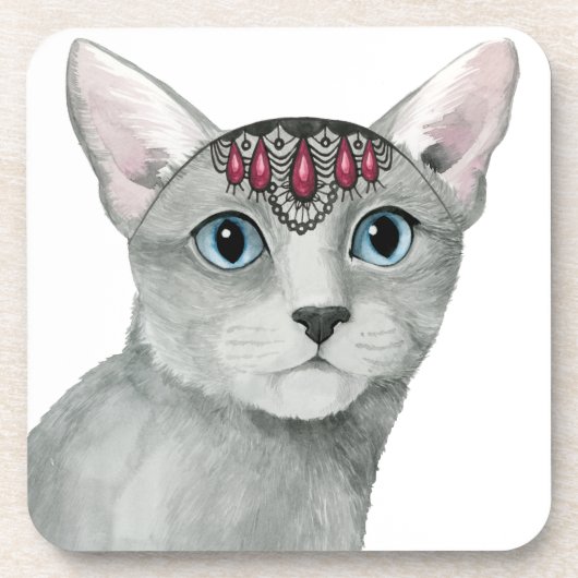 Downton Cat | Bejeweld Bier Onderzetter (Voorkant)